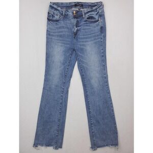 Judy Blue Jeans Womens 31 Blue Bootcut Double Button Raw Hem Distressed Stretch‎